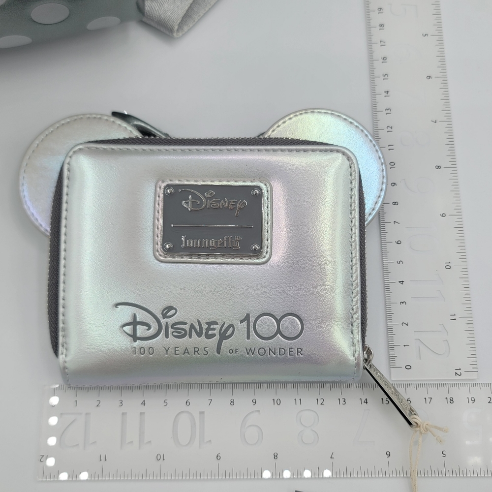 SOLD Loungefly Disney 100 Minnie Mouse Platinum Backpack & Wallet NEW NWT #1635 - Picture 6 of 16